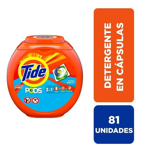 Detergente Tide Pods 3 En 1 Con 81 Capsulas