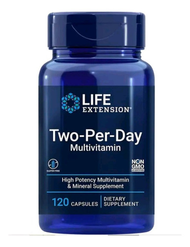 Dos suplementos multivitamínicos importados Life Extension de 120 cápsulas al día