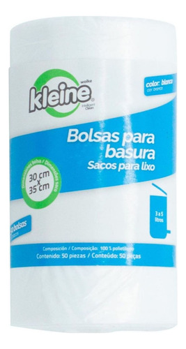 Bolsa Basura 30x35cm 50un Blanco 5l Kleine Wolke