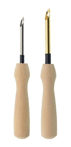 Imagen 4 de 8 de Pack 2 Agujas Mágicas Mango Madera 5mm Y 3.5mm