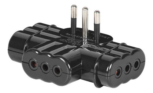 Adaptador Triple Plano 2p+t 10 A Negro Afj