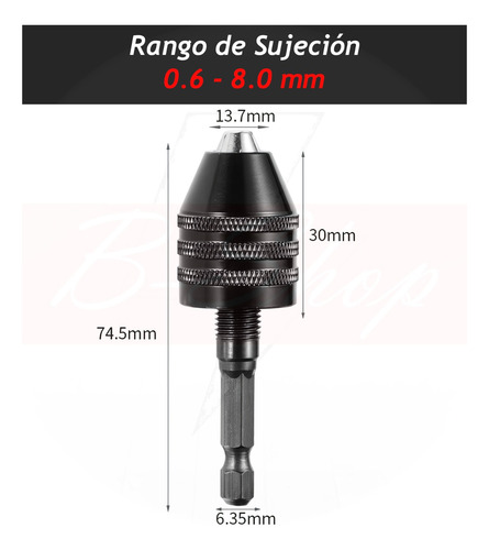 Porta Brocas Con Adaptador Hexagonal Para Taladro 0.6 -8.0mm