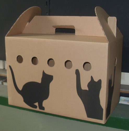 Caja Transportadora De Carton Para Gatos 46x30x35cm