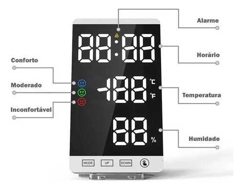 Relógio Led Digital Parede/mesa Espelhado P/ Escritorio Le
