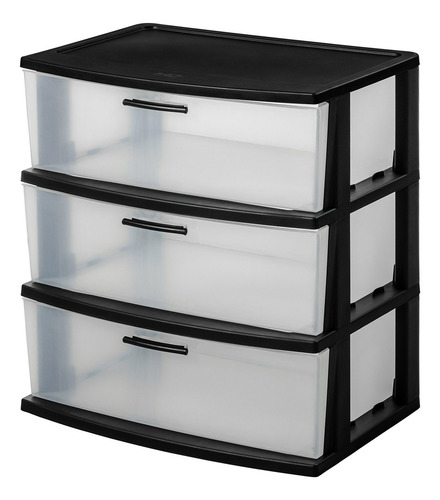 Cajonera Comoda Organizador Multifuncional 3 Cajones Mq Color Negro Lisa