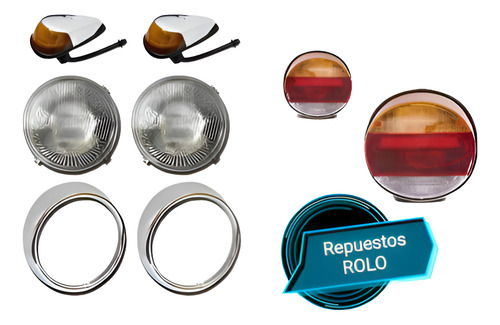 Vw Fusca Escarabajo 2 Aros 2 Opticas 2 Faros Traseros 2 Giro