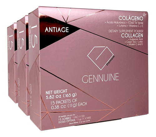 6 Gennuine Antiage Colageno Hidrolizado Bebible Plan 3 Meses