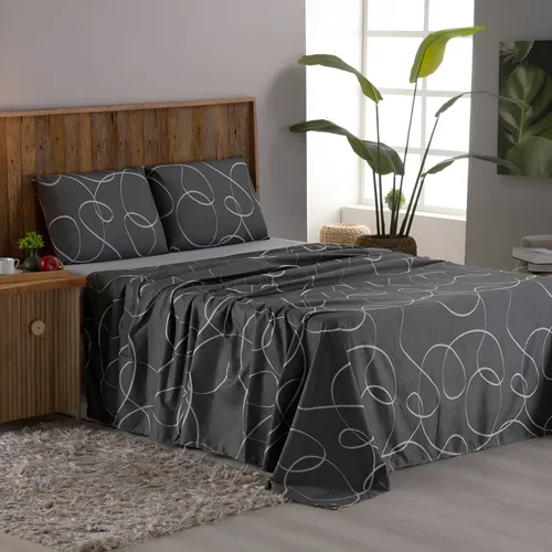 Jogo De Lençol Casal 4 Peças Micro Percal 400 Fios Estampado Cor ...