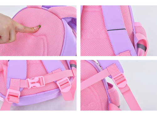 Mochila Escolar Infantil Para Niños Ergonómica Impermeable Resistente Pequeña Rosa Conejito