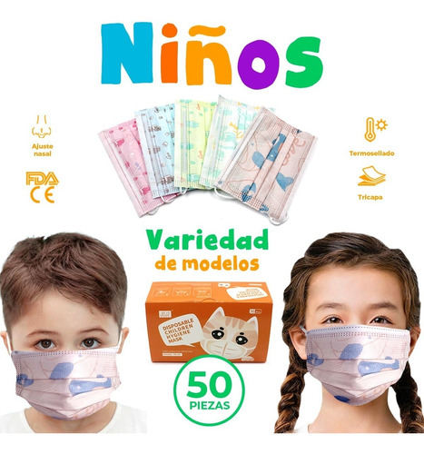 Cubrebocas Tapabocas Adulto Petite Niño Tricapa Termosellado