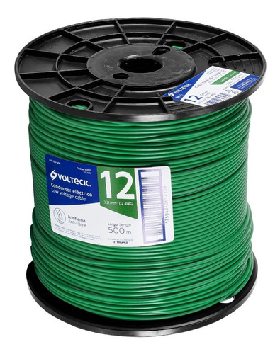 Carrete 500mt Cable Calibe 12 Thhw-ls Verde Volteck 40121