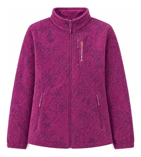 Jaqueta Fleece Feminina Térmico Estampada Com Zíper 1068-b Roxo P