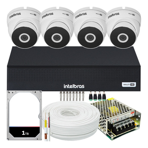 Kit Cftv Intelbras 4 Câmeras Vhd 3230d Full Hd Mhdx 1004 1tb