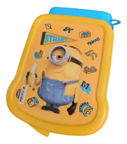 Porta Sanduiche Sanduicheira Minions Meu Malvado Favorito Cor Amarelo Com Fundo Azul Bebê