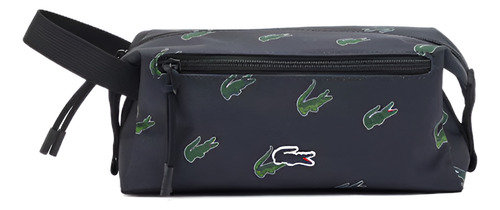 Neceser De Lona Lacoste Recubierta Con Estampado Nh4462hn Color Negro Diseño De La Tela Liso