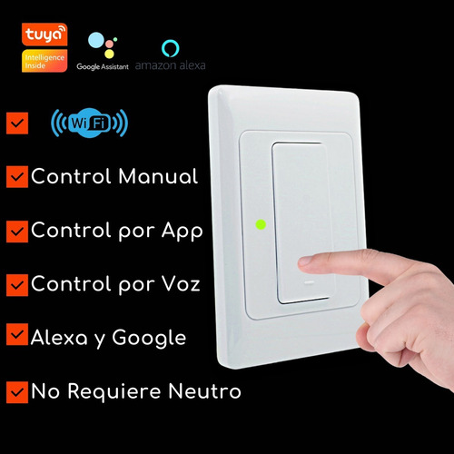 Imagen 2 de 8 de Interruptor Simple Inteligente Wifi - 1 Canal Sin Neutro