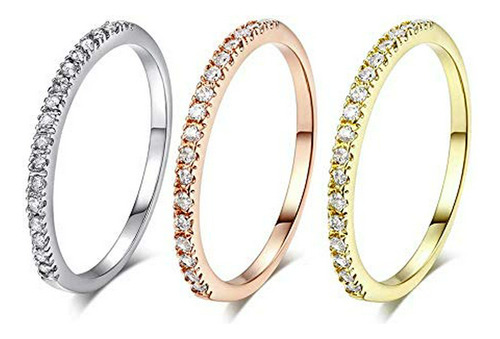 Anillos - Stacking Ring Cubic Zirconia Statement Promise Ete