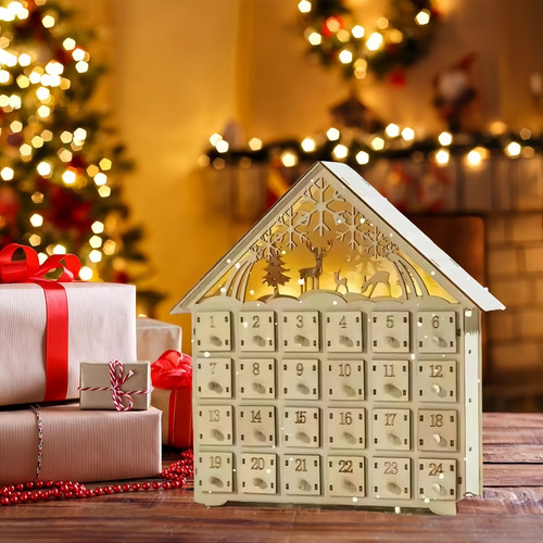 Decoraciones Navideñas Led De Madera Con 24 Cajones