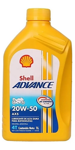 Imagen 1 de 1 de Aceite Shell Advance 4t Ax5 20w 50 1l