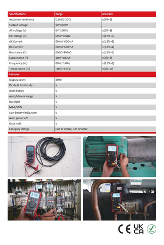 Multimetro Con Medidor Aislamiento 2gohms/1000v Ut533