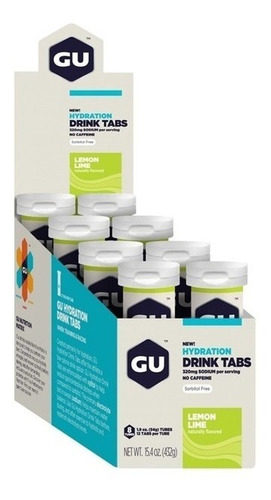 Gu Pastillas De Hidratación Gu Drinks Tabs Caja X 8 Tubos Sabor Lemon lime