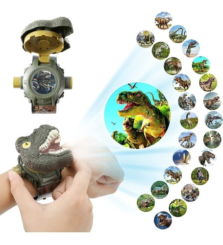 Reloj Proyector Niño Infantil Dinosaurios Sorpresas Piñatas 