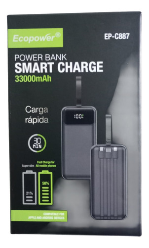Cargador Portatil Ecopower 33000 Mah Smart Charge Blanco