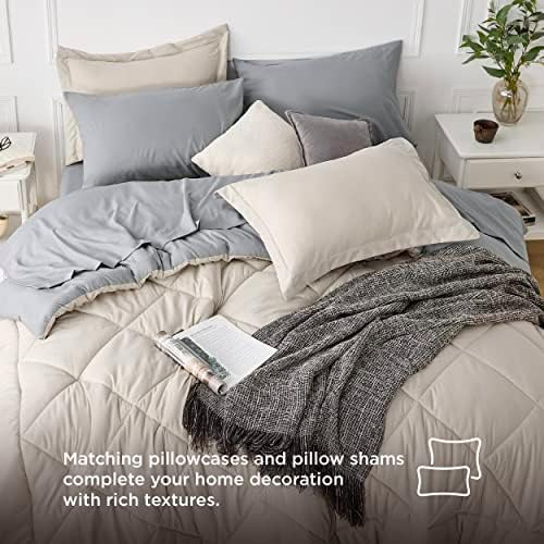 Juego De Edredón Bedsure Beige Queen - Juego De Cama Reversi