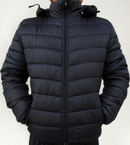 Campera Inflable Hombre - Piel Y Capucha - Invierno Abrigada