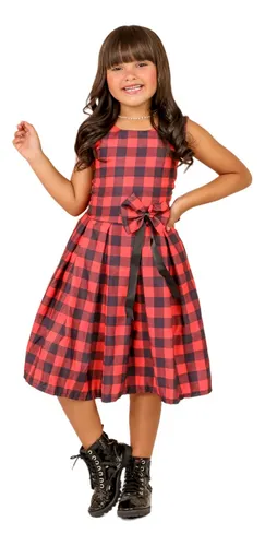 Vestido Xadrez Infantil Country Moda Festa Junina Blogueira