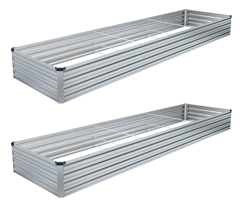Conjunto 2 Piezas Jardinera Rectangular Grande Metal Plata