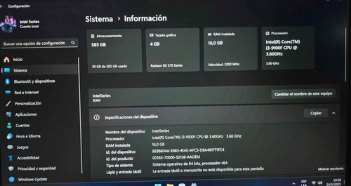 Pc Gamer / I3 9100f / 16 Ram / Rx 580 (Usado)