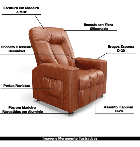Poltrona Do Papai Reclinável Para Cinema Sora Pu Camel