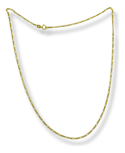 Collar Oro 14k Cadena Unisex Tejido 3x1 Largo 45cmx1mm Dorado