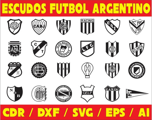 Pack De Vectores Corte Laser- Escudos Futbol Argentino