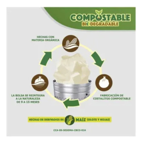 Bolsa Para Basura Costalitos Compostable Chico 200 Pzas Color Blanco