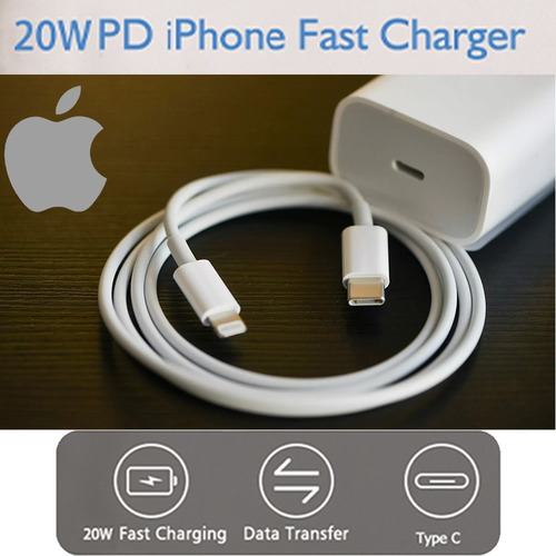 Cargador Apple 20w iPhone 12 Y 11 + Cable 2mt Original