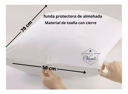 Protector De Almohada Toalla Con Cierre 50 X 70