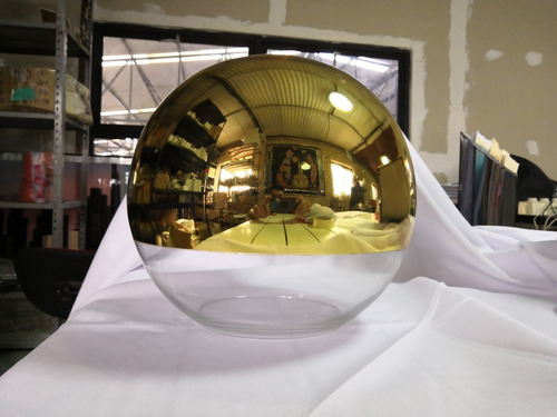Imagen 5 de 8 de Lámpara Colgante Esférica Mitad Color Oro 30cm Don Led
