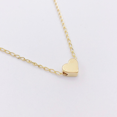 Collar Corazón Mini Chapa De Oro