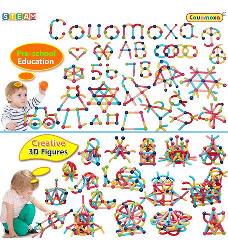 Couomoxa 132 Pcs Bloques De Construcción Magnéticos Conjunto