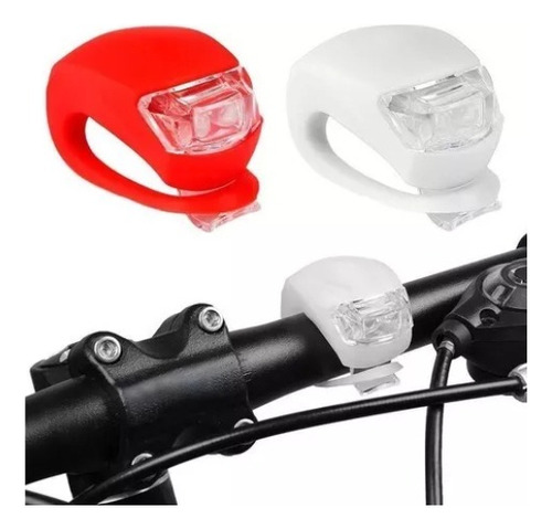 Kit Luces Bicicleta Led Blanca + Roja Pilas Silicona Mencho Color Rojo y blanco