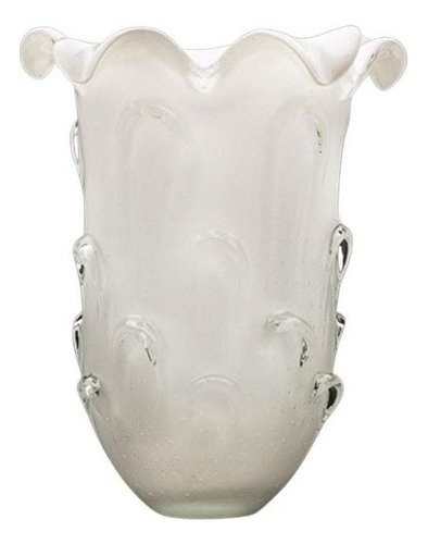 Vaso Em Cristal Murano Branco São Marcos 31x31x37cm