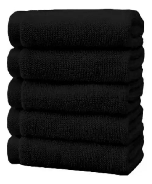 Toalla Facial 100% Algodón Suave De Alta Densidad Mayoreo Economica 30x30cm 5pzs Color Negro Yuriria Ultraabsorbente Para Baño