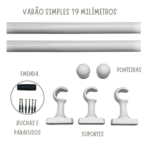Bastão Varão Ferro C/ Suportes E Ponteiras1,30m 19 Mm