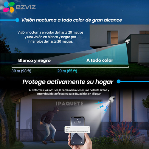 Kit 2 Cámaras Seguridad Ip Ezviz Wifi Domo Exterior 2k +32gb