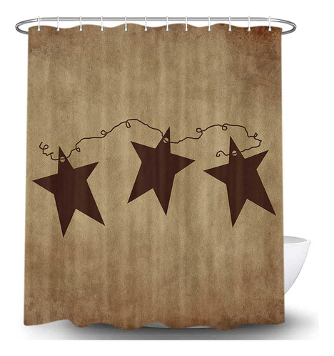 Cortinas Ducha Rústicas Vintage Con Estrellas Hierro Baño, W