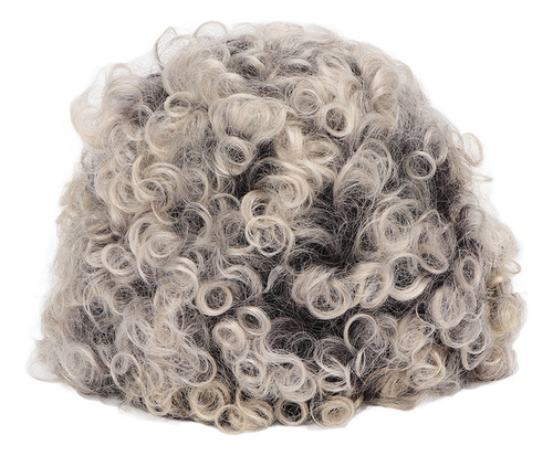 Pelucas Cortas Y Rizadas Para Mujer, Color Gris Degradado, A
