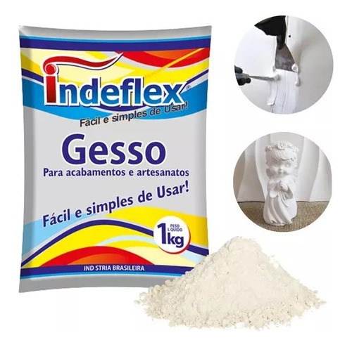 5 Saco De Gesso Em Pó 1kg - Seca Rápido Artesanato E Reparos