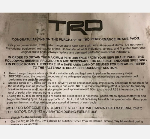 Pastilla Freno Trasera 4runner 03/19 Tundra Fj Cruiser Trd